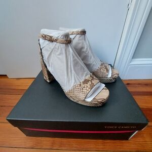 Vince Camuto Beige Snake Print Platform Heels